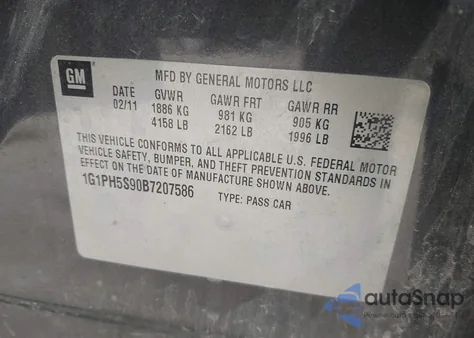 2011 Chevrolet Cruze Ltz из США, поврежденный, VIN 1G1PH5S90B7207586